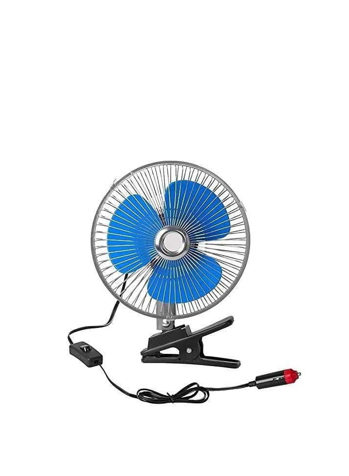 6-inch Blue Fan With Nickel Clip And Operating Button. It Works On A 12-volt Car Lighter - Image 1