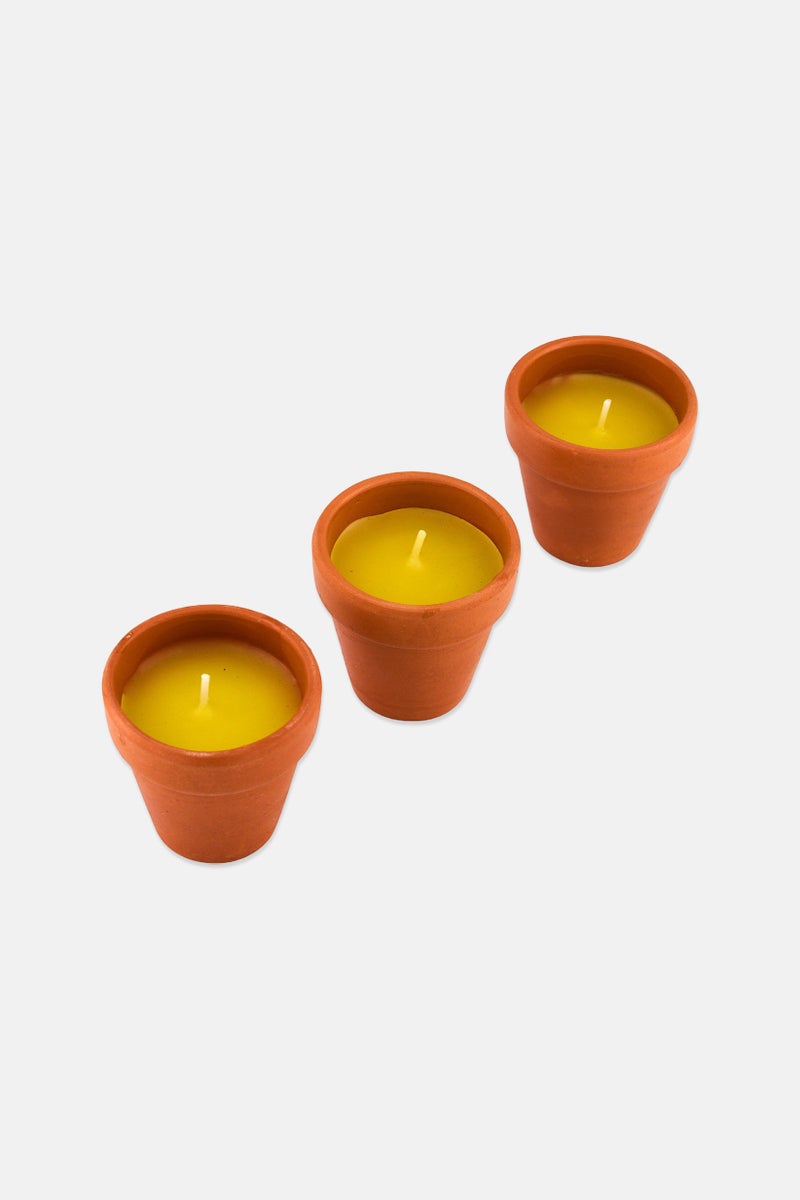 Muy Mucho 3 قطع شمعة برائحة السترونيلا، بني - Image 3