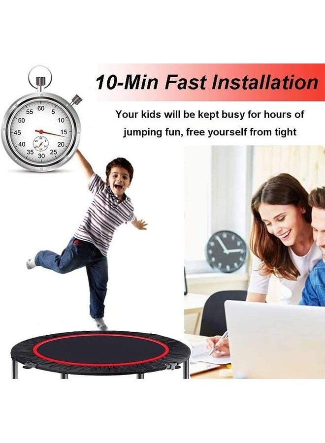 48 Inch Quiet Joint Friendly Fitness Trampoline with Adjustable Handle – Ideal for Home Use & Jumping Workouts