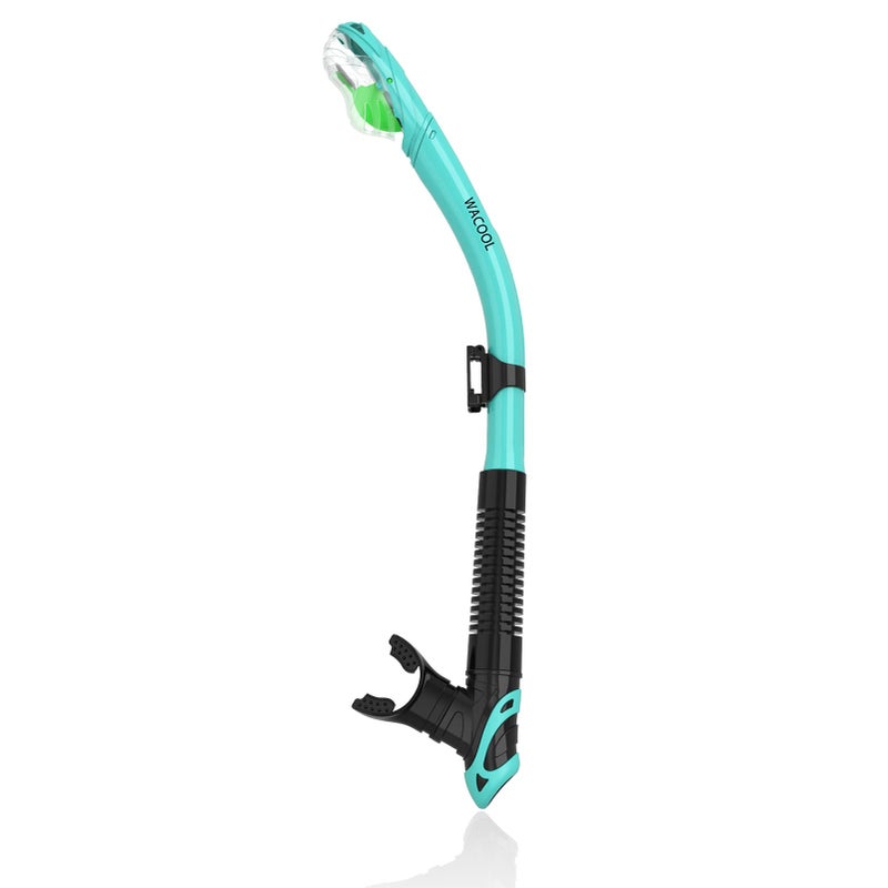 WACOOL Dry Top Snorkel Tube Comfortable Mouthpiece One-Way Purge Valve for Pool Open Water Scuba Lap Swimming Swimmer Training Diving Snorkeling (Malachite Green) - Image 1