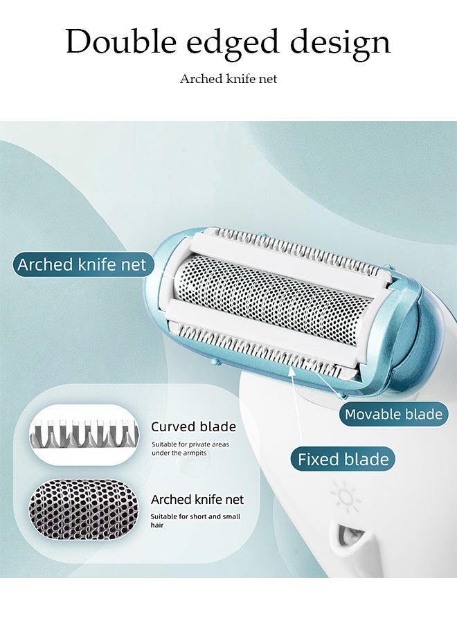 DUNISO ماكينة حلاقة كهربائية للنساء، ماكينة حلاقة للسيدات 2 في 1 بدون ألم، ماكينة تشذيب بيكيني محمولة ومقاومة للماء، جهاز إزالة شعر للسيدات قابل لإعادة الشحن للاستخدام الرطب والجاف، لإزالة الشعر من الوجه والساقين وتحت الإبط - Image 4