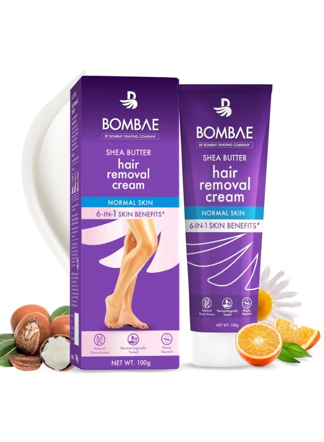 Bombae Shea Butter Hair Removal Cream For Women |(100gm) Suitable For Sensitive Skin, For Body, Legs, and Bikini Line with citrus aroma | No smell, no darkening, no drying|Intimate Hair Removal Cream - Image 1