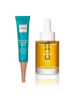 Onsen Secret Nail Reboot Duo  Treatment for Damaged Nails  Natural Nail Care  Cuticle Repair  Visible Results For Perfect Nails Cuticle Conditioner Cream 30ml  Nail Reboot Oil 30ml