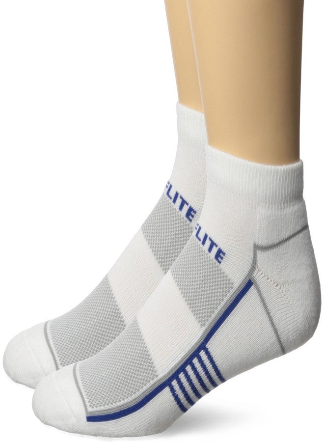 Top Flite Men's Sport Performance Tech Low Cut Ultra Dri Socks 2 Pair Pack, White/Blue, Large - Image 1