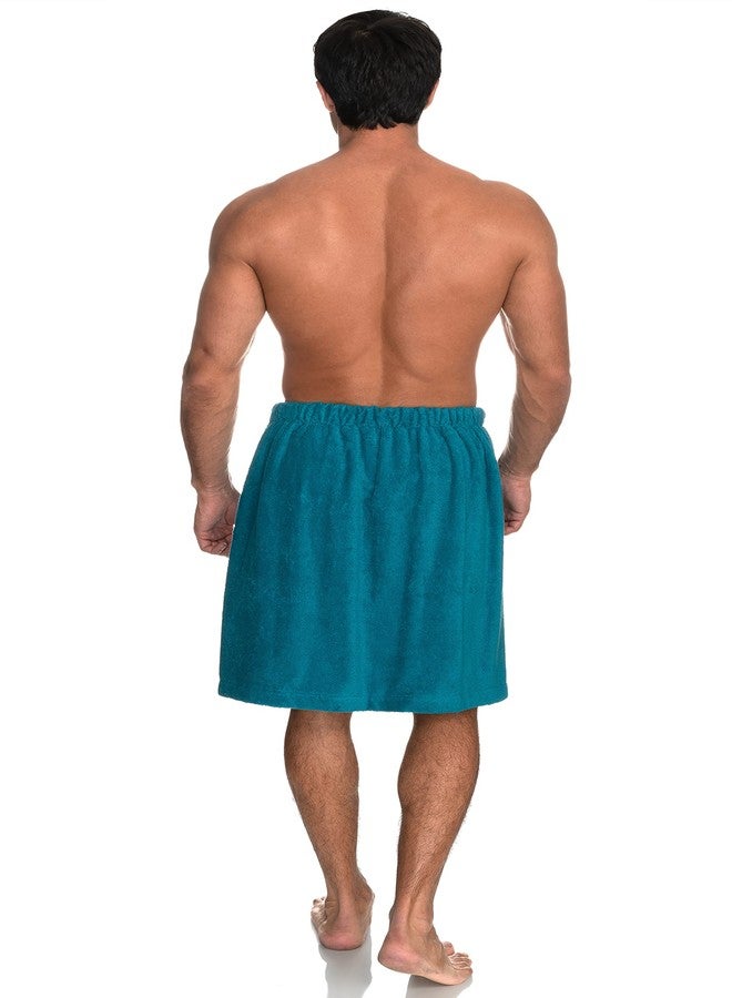 TowelSelections Mens Shower Wrap Adjustable Cotton Terry Bath Gym Cover Up with Snaps Large/XX-Large Algiers Blue - Image 2