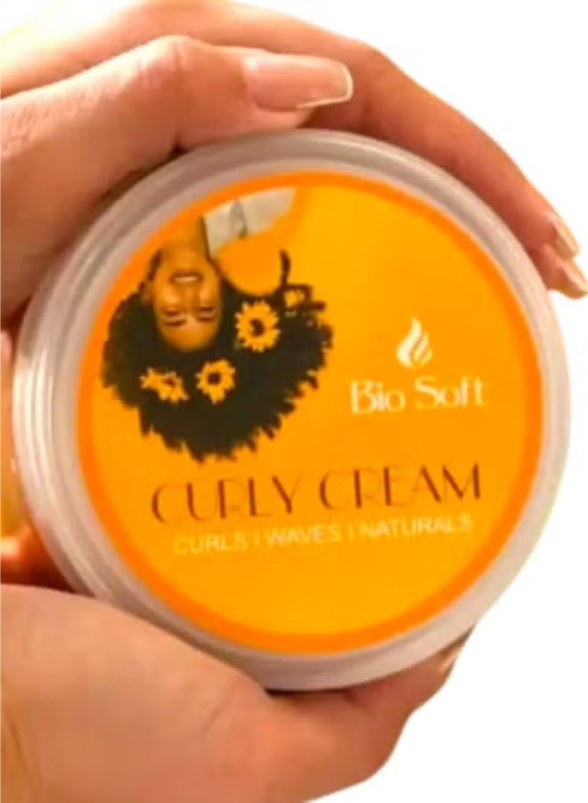 BioSoft Curly Hair Cream, Flaxseed Gel & Wheat Protein, Strong Hold & Hydration, Frizz-Free, Sulfate & Paraben Free, with Shea Butter, 500ml - Image 1