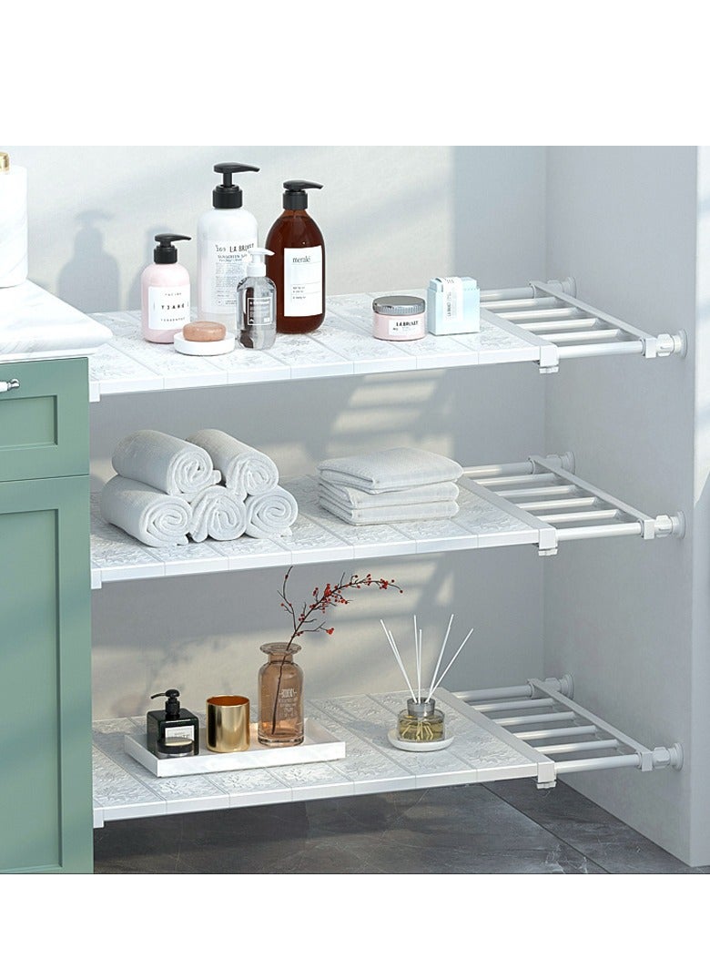 MarlaMall Expandable Wardrobe Shelf, Adjustable Storage Shelf, Bathroom Kitchen Garage Telescopic Storage Shelf, Expandable Divider, Shoe Rack, Wardrobe Kitchen Space Saving Divider, 36cm W, 75-125 cm L  - Image 3
