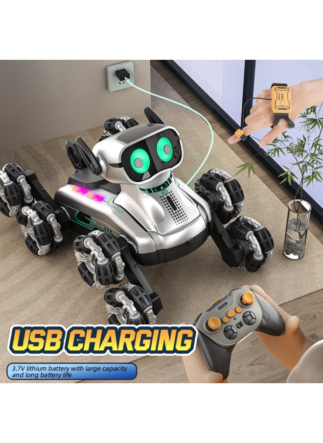 [Direct Supply] Remote Control Mechanical Dog Gesture Induction Eight-wheel Stunt Drift Deformation Car Charging Electric-Color:Single Remote Control [gold] Eight-wheel Stunt Dog-Specification:A Set Of Batteries  - Image 4