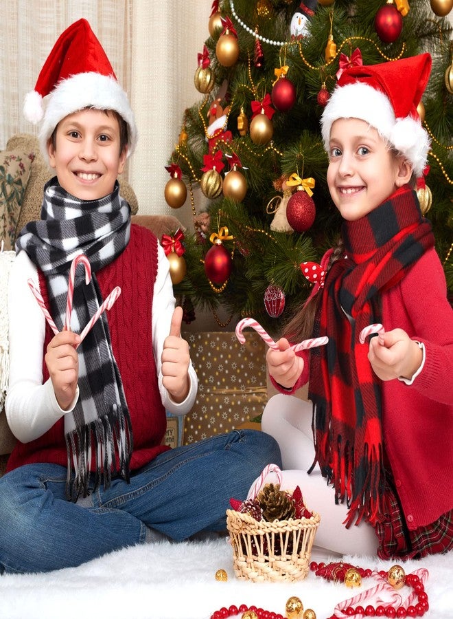 Bencailor 4 Pcs Kids Winter Scarf Kids Buffalo Plaid Scarves Christmas Warm Shawls Scarves Parent Child Scarf for Boys Girls (Bright Color,Large) - Image 3