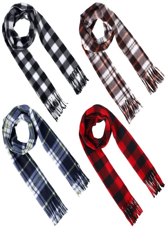 Bencailor 4 Pcs Kids Winter Scarf Kids Buffalo Plaid Scarves Christmas Warm Shawls Scarves Parent Child Scarf for Boys Girls (Bright Color,Large) - Image 1