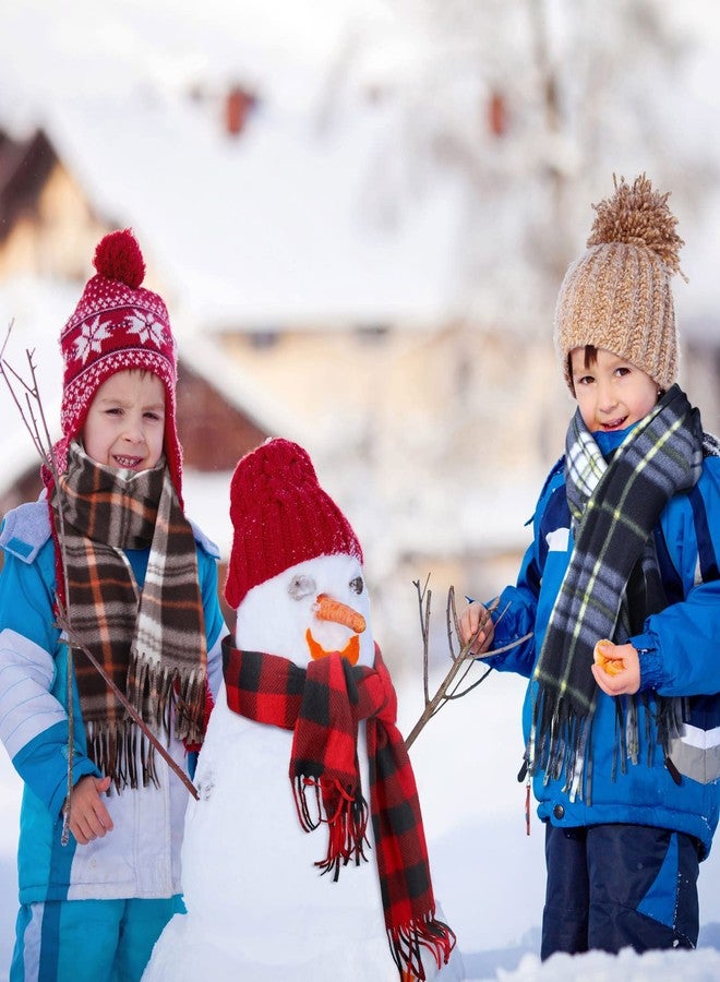 Bencailor 4 Pcs Kids Winter Scarf Kids Buffalo Plaid Scarves Christmas Warm Shawls Scarves Parent Child Scarf for Boys Girls (Bright Color,Large) - Image 2