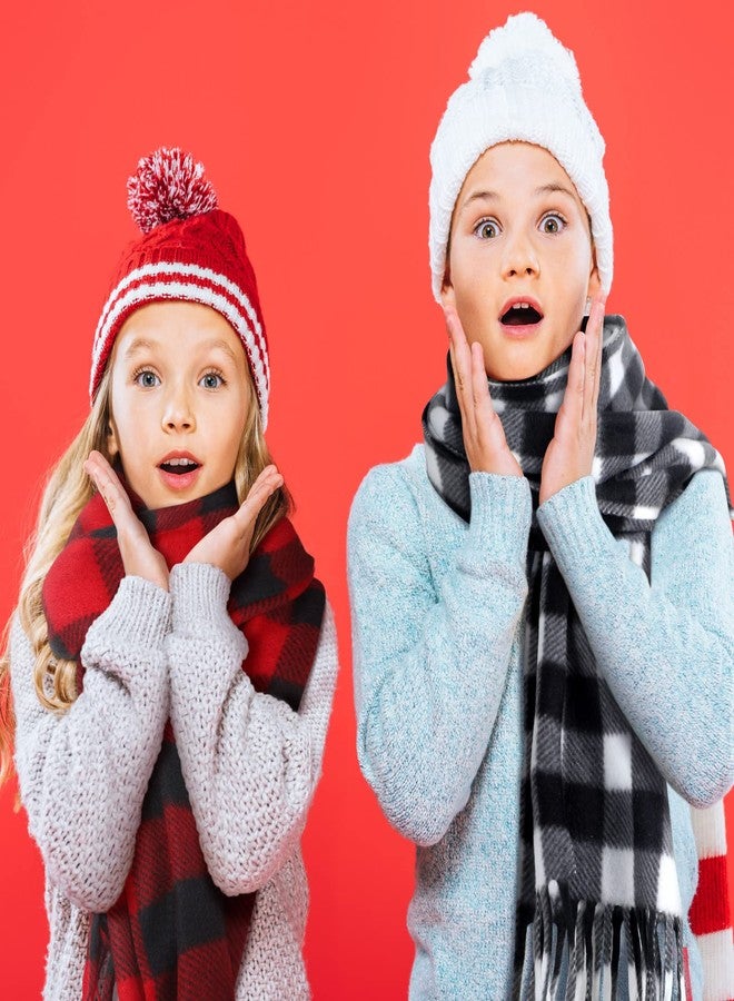 Bencailor 4 Pcs Kids Winter Scarf Kids Buffalo Plaid Scarves Christmas Warm Shawls Scarves Parent Child Scarf for Boys Girls (Bright Color,Large) - Image 5