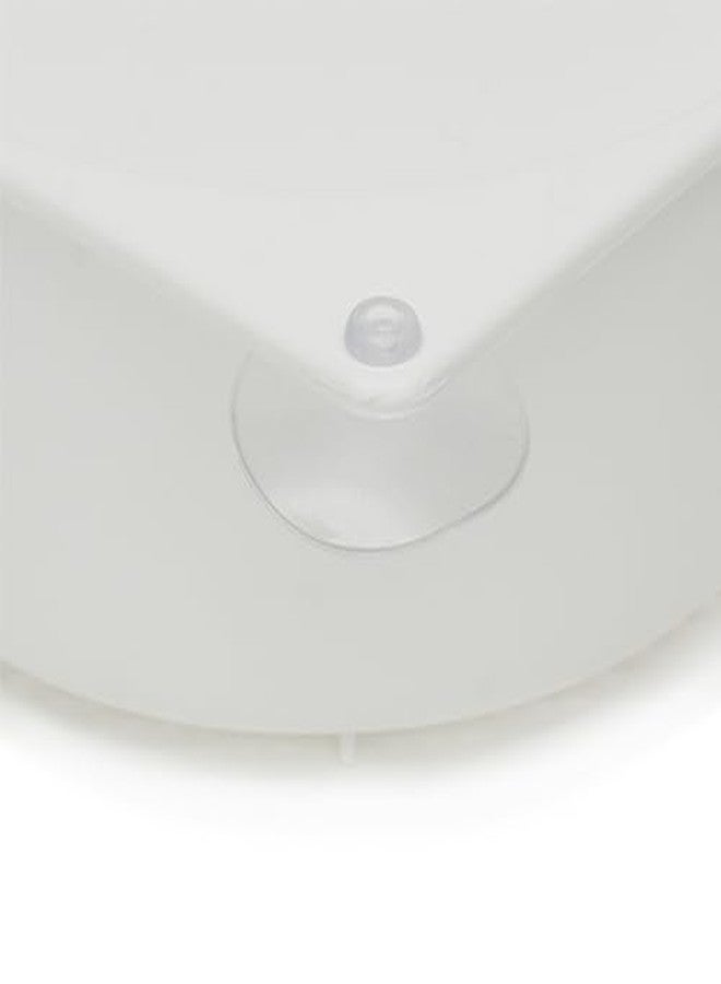 Home Basics Corner Sink Caddy Kitchen Sink Organizer by Home Basics | White Plastic with Suction Cup in Corner and Dual Side Tabs - Holds Dish Brushes, Soap, Sponges, and Sink Stoppers - Image 5