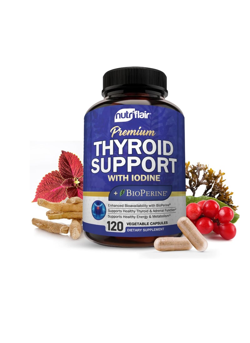 NutriFlair Thyroid Support Complex with Iodine, Black Pepper - 120 Capsules 