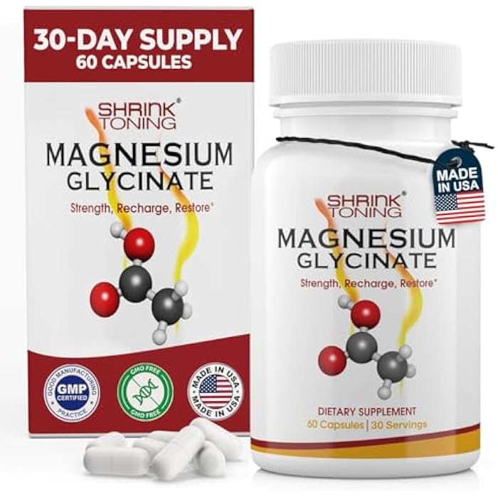 Shrink Magnesium Glycinate 1666 mg – High Absorption Magnesium Supplement – Supports Muscle Function – 60 Capsules - Image 1