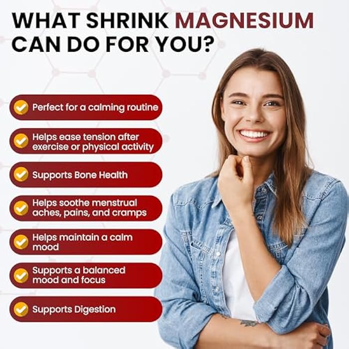 Shrink Magnesium Glycinate 1666 mg – High Absorption Magnesium Supplement – Supports Muscle Function – 60 Capsules - Image 2