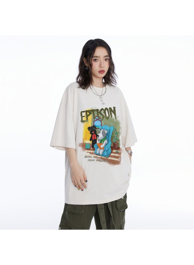 EPTISON Unisex Essential Heavyweight 230g Printed Fashion Streetwear Loose Fit Short Sleeve T-shirt For Men And Women Summer Casual Wear - Image 4