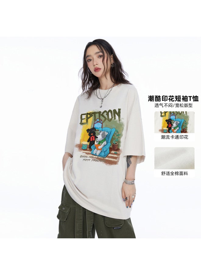 EPTISON Unisex Essential Heavyweight 230g Printed Fashion Streetwear Loose Fit Short Sleeve T-shirt For Men And Women Summer Casual Wear - Image 2