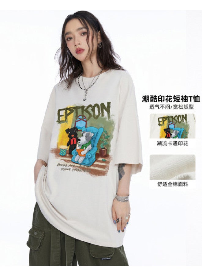 EPTISON Unisex Essential Heavyweight 230g Printed Fashion Streetwear Loose Fit Short Sleeve T-shirt For Men And Women Summer Casual Wear - Image 1