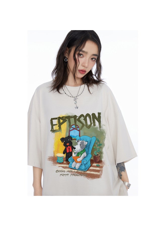 EPTISON Unisex Essential Heavyweight 230g Printed Fashion Streetwear Loose Fit Short Sleeve T-shirt For Men And Women Summer Casual Wear - Image 5