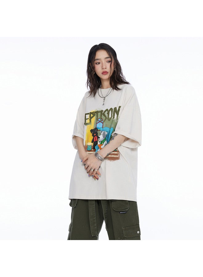 EPTISON Unisex Essential Heavyweight 230g Printed Fashion Streetwear Loose Fit Short Sleeve T-shirt For Men And Women Summer Casual Wear - Image 3