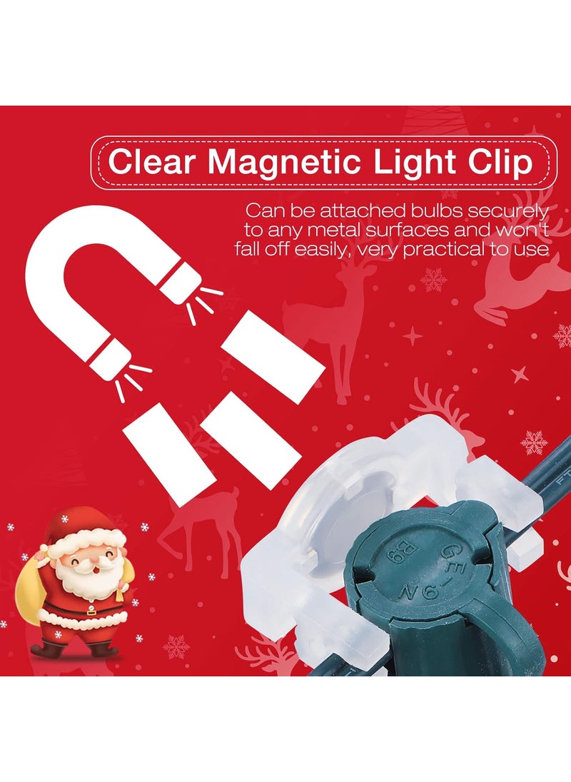 Nuenen Nuenen 300 Pcs Magnetic Sockets Light Clips Christmas Light Clips Compatible with C9 Magnetic Light Clip Clear Hang Hooks Bulk for Holiday Lighting Sockets Outdoor Patio Christmas Lighting  - Image 2