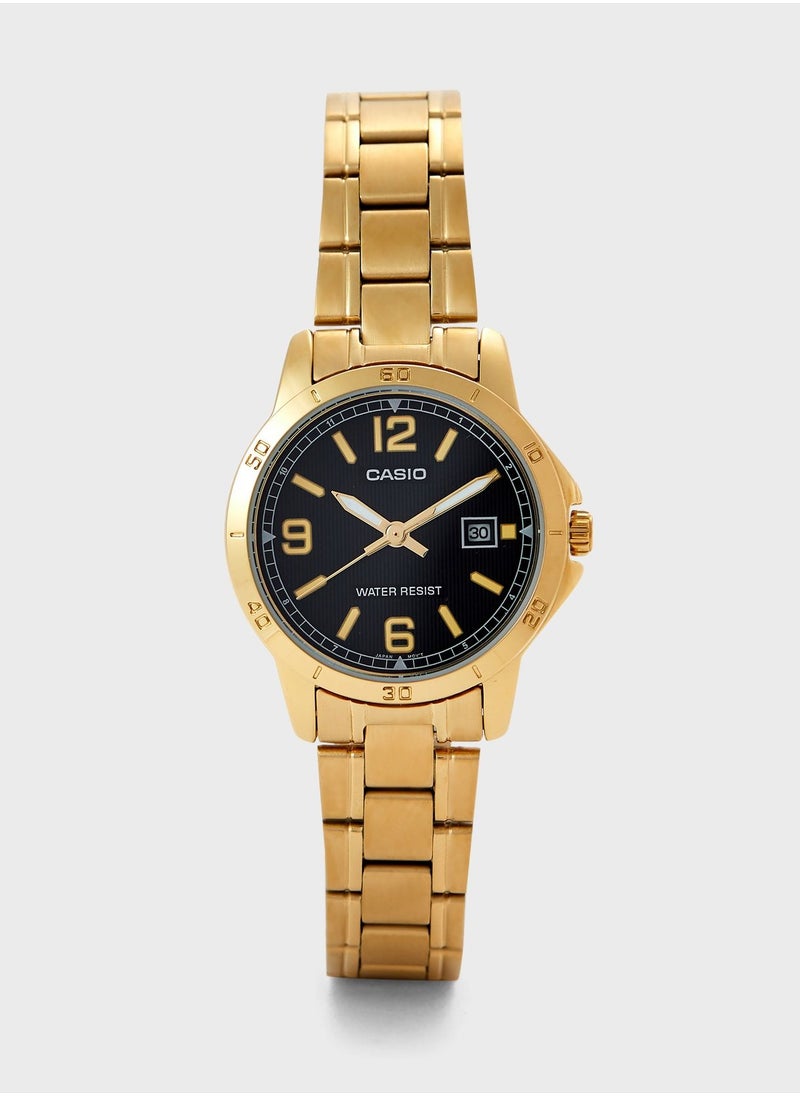 CASIO ساعة كاسيو زوجية انالوج بعقارب باللون الذهبي MTP/LTP-V004G-1BUDF  - Image 3