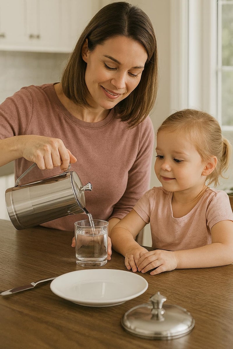 VISAXMI Stainless Steel Water Jug 2 Litre | Seaving Jug with Lid & Handle | Steel Jug for Kitchen | Steel Water Pitcher | Daily Use Water Jug (Pack of 2) - Image 5