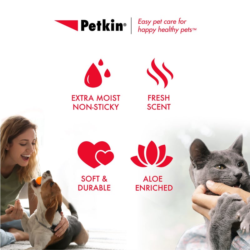 Petkin Pet Wipes for Dogs and Cats, 100 Large Wipes - Removes Dirt & Odor Like Washing Hands - Cleans Ears, Face, Butt, Eye Area - Convenient, Ideal for Home or Travel - 1 Pack of 100 Wipes - Image 5