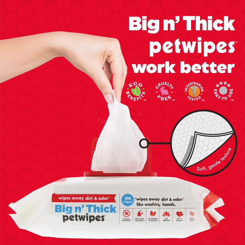 Petkin Pet Wipes for Dogs and Cats, 100 Large Wipes - Removes Dirt & Odor Like Washing Hands - Cleans Ears, Face, Butt, Eye Area - Convenient, Ideal for Home or Travel - 1 Pack of 100 Wipes - Image 4