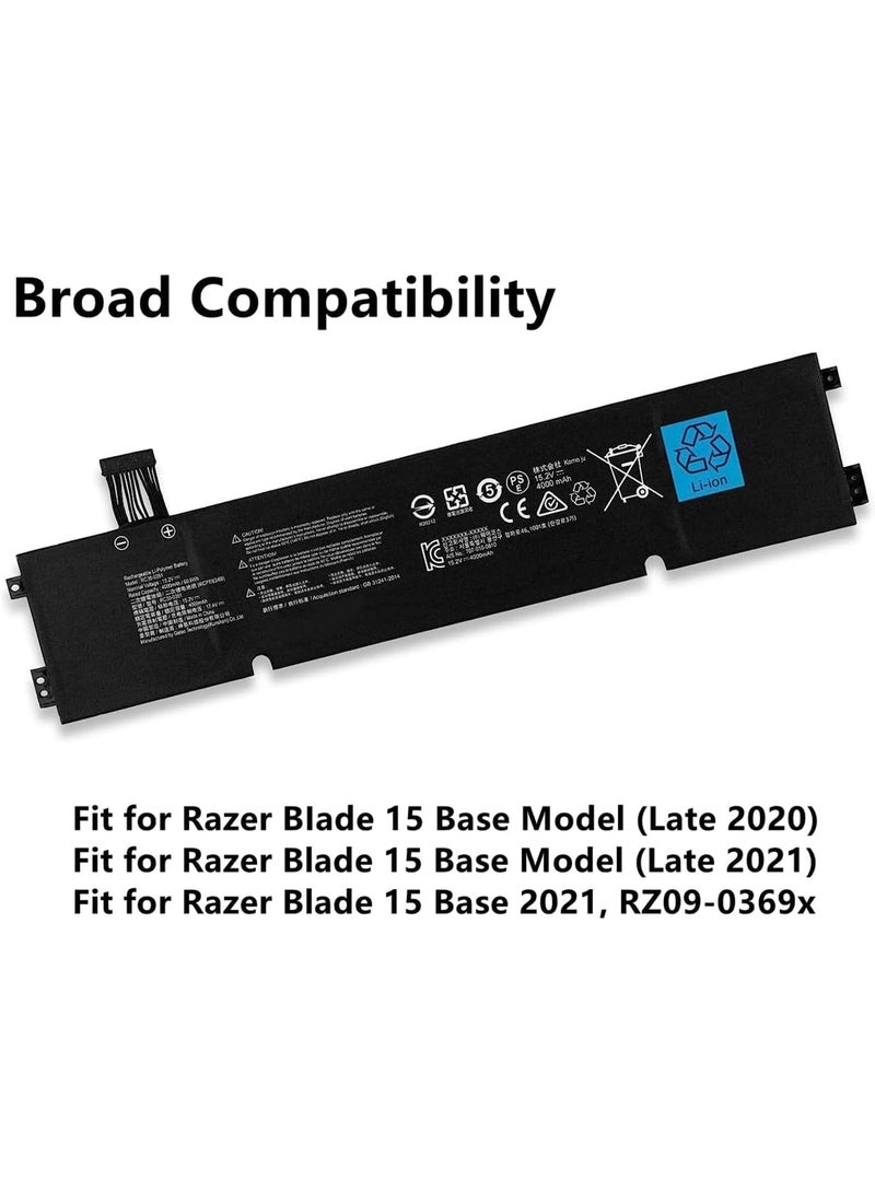 Max Power 60.8Wh RC30-0351 Laptop Battery for Razer Blade 15 Base 2020 2021 RZ09-0369x RZ09-0351 Notebook Series 4ICP7/63/69 RZ09-03519E11 15.2V 4000mAh - Image 2