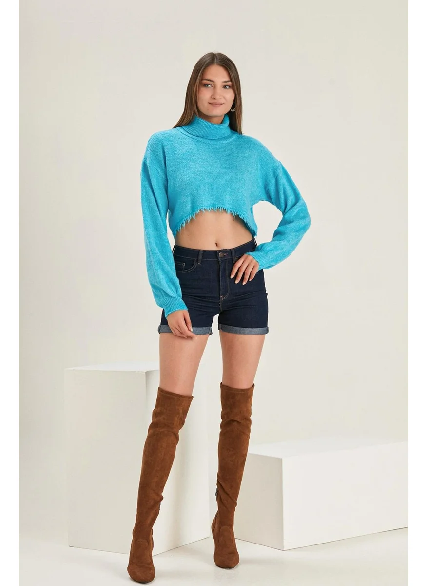 Alexandergardi Alexandergardı Turtleneck Crop Sweater (B22-5272)