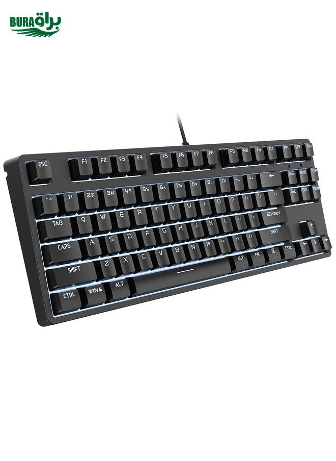 HXSJ L600 87 Keys USB-C / Type-C Wired Red Shaft Mechanical Keyboard with Cool Backlight(Black)
