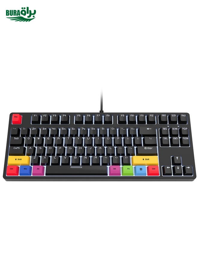 HXSJ L600 87 Keys USB-C / Type-C Wired Red Shaft Mechanical Keyboard with Cool Backlight(Black)