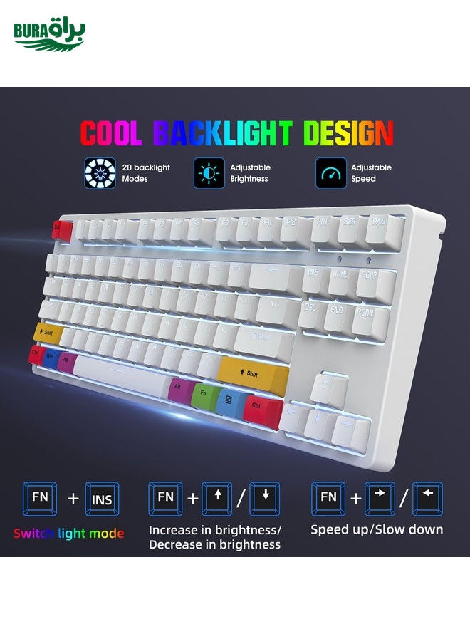 HXSJ L600 87 Keys USB-C / Type-C Wired Red Shaft Mechanical Keyboard with Cool Backlight(Black)