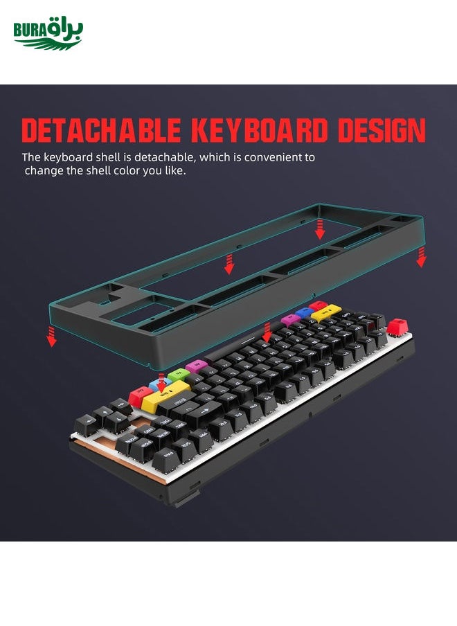 HXSJ L600 87 Keys USB-C / Type-C Wired Red Shaft Mechanical Keyboard with Cool Backlight(Black)