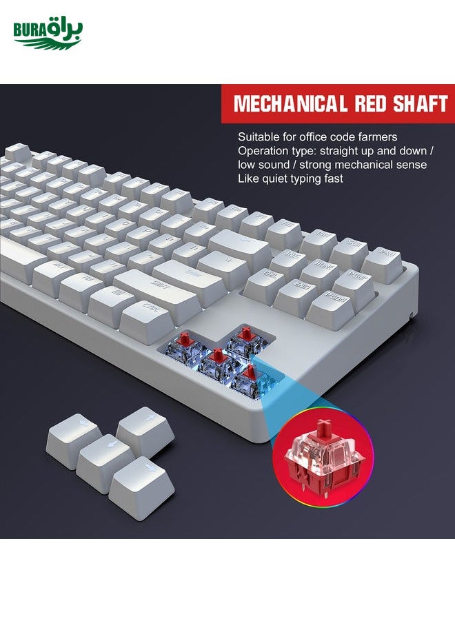 HXSJ L600 87 Keys USB-C / Type-C Wired Red Shaft Mechanical Keyboard with Cool Backlight(Black)