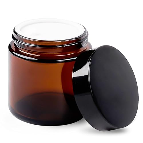 TUZAZO 4 Oz Thick Amber Round Glass Jars with Inner Lids and Black Lids, 12 Pack Small Empty Candle Making Jars/Cosmetic Containers for Lotions, Creams, Body Butters, Essential oil Beauty Products - Image 3