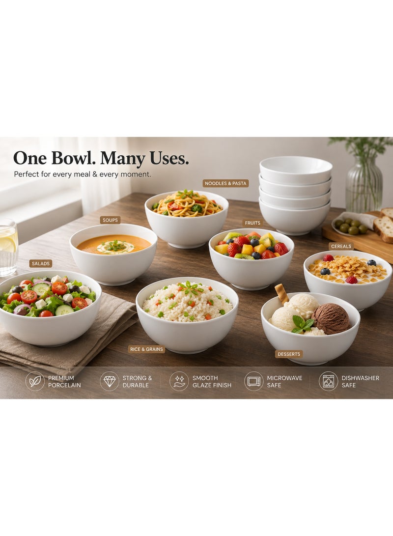12-Piece White Porcelain Bowl Set 4.5 Inch | Premium Ceramic Serving Bowls | Microwave & Dishwasher Safe | Soup, Dessert, Salad & Snack Bowls - Image 2
