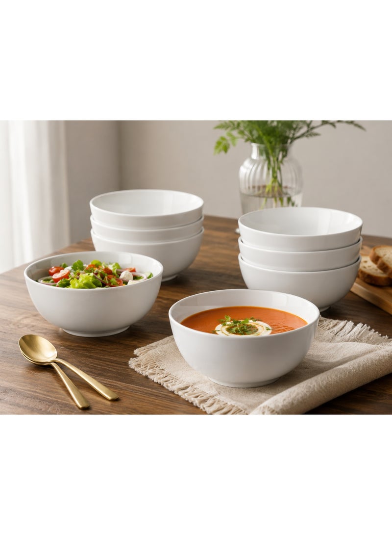 12-Piece White Porcelain Bowl Set 4.5 Inch | Premium Ceramic Serving Bowls | Microwave & Dishwasher Safe | Soup, Dessert, Salad & Snack Bowls - Image 3