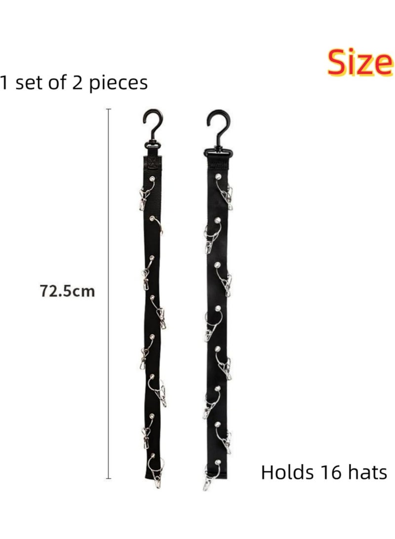 Meetion Wall-Mounted Hat Hook Rack 2-Piece Set, Hanging Hat Storage Artifact Bedroom Wall-Sticking Door Behind The Entrance Wardrobe Clip Peaked Hat Storage Hook Rack, Easily Stores 16 Baseball Caps  - Image 3