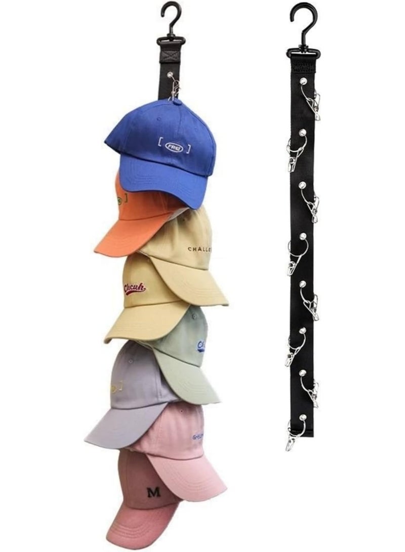 Meetion Wall-Mounted Hat Hook Rack 2-Piece Set, Hanging Hat Storage Artifact Bedroom Wall-Sticking Door Behind The Entrance Wardrobe Clip Peaked Hat Storage Hook Rack, Easily Stores 16 Baseball Caps  - Image 1