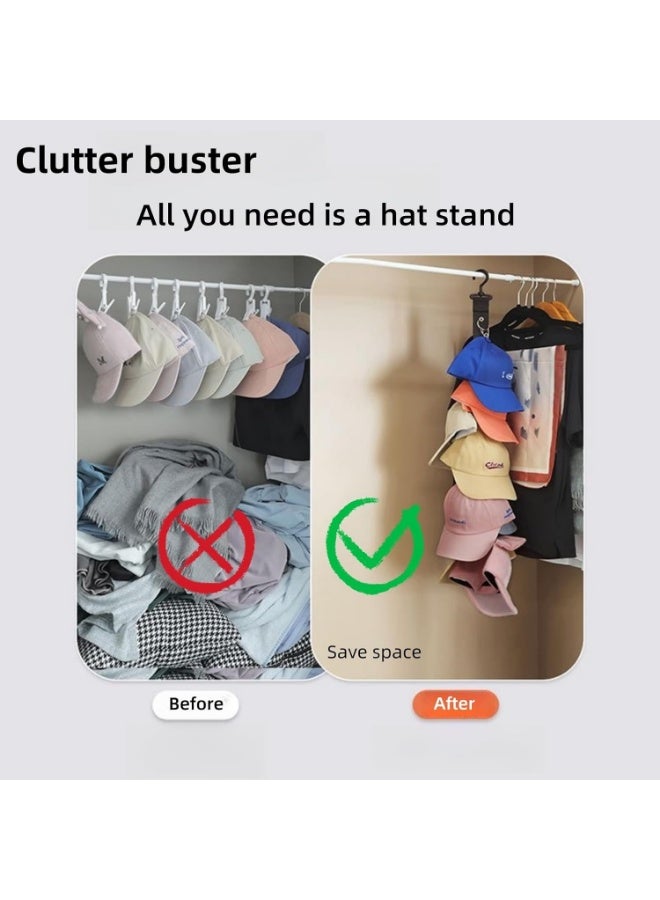 Meetion Wall-Mounted Hat Hook Rack 2-Piece Set, Hanging Hat Storage Artifact Bedroom Wall-Sticking Door Behind The Entrance Wardrobe Clip Peaked Hat Storage Hook Rack, Easily Stores 16 Baseball Caps  - Image 2