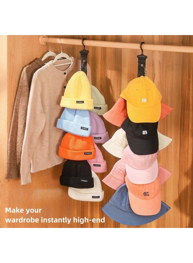 Meetion Wall-Mounted Hat Hook Rack 2-Piece Set, Hanging Hat Storage Artifact Bedroom Wall-Sticking Door Behind The Entrance Wardrobe Clip Peaked Hat Storage Hook Rack, Easily Stores 16 Baseball Caps  - Image 4