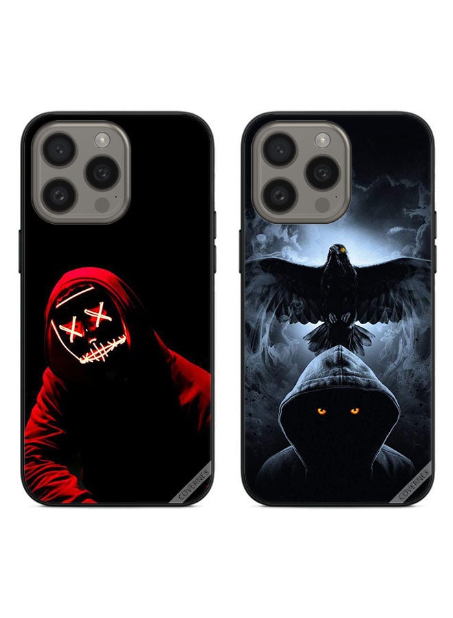 Covernex Two Cases For Apple iPhone 15 Pro Max Protective Covers Halloween Mask and Eagle  - Image 1