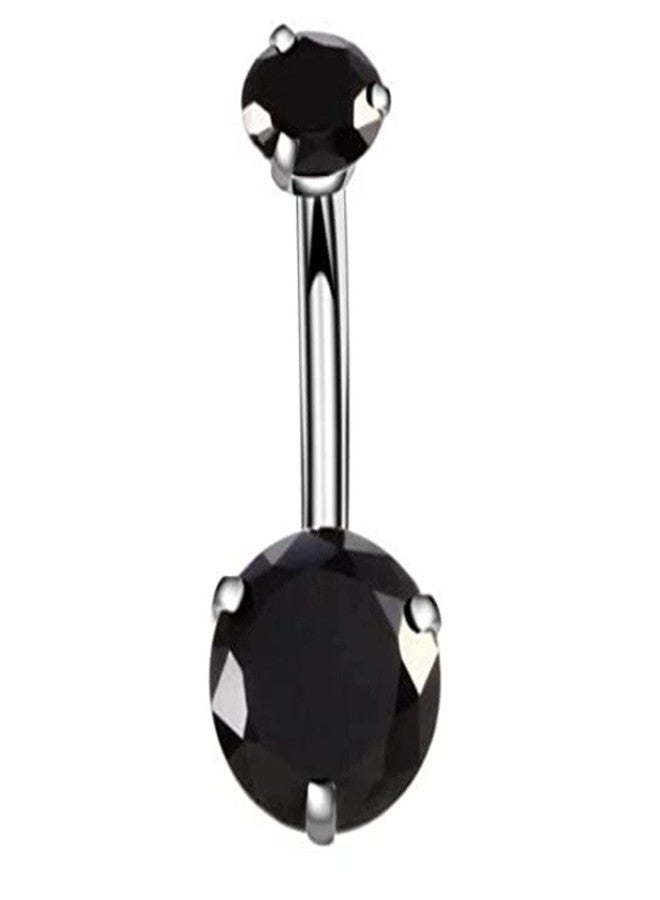 limerencia G23 Titanium Belly Button Rings hypoallergenic medical implant grade 14G Teardrop CZ Belly Navel Rings Piercing Belly Bars (Black) - Image 1