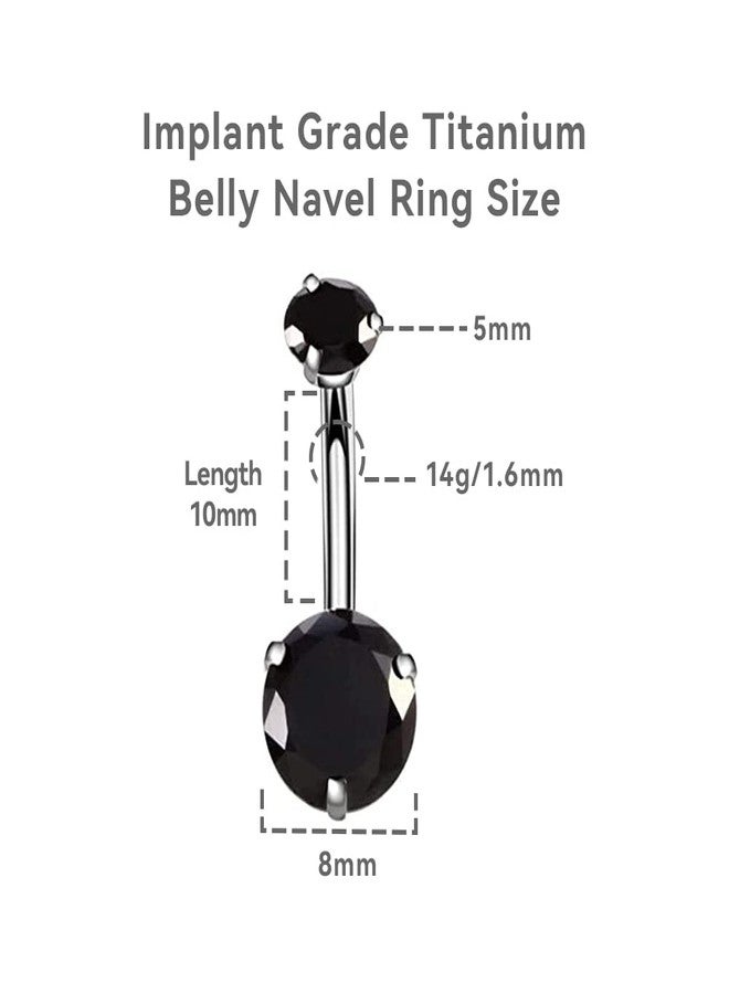limerencia G23 Titanium Belly Button Rings hypoallergenic medical implant grade 14G Teardrop CZ Belly Navel Rings Piercing Belly Bars (Black) - Image 2