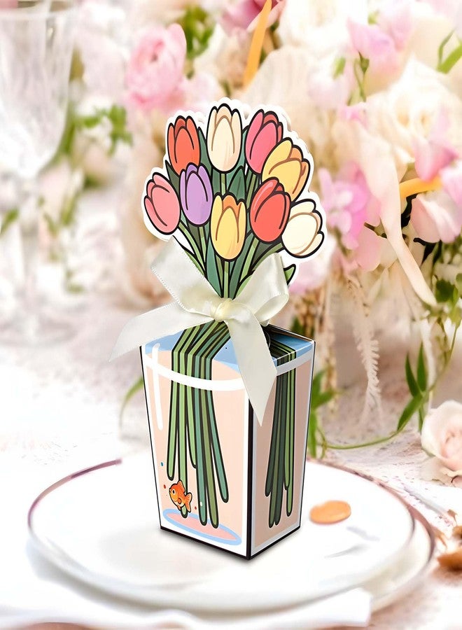 Tizee 3D Floral Gable Boxes with Ribbon - Mini Gift Bags for Party Favors, Birthday, Wedding, Mothers Day, Cookies, Candy, and More (20 Pack) - Image 5