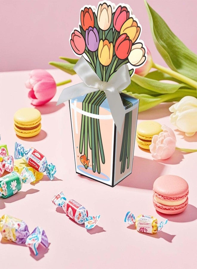 Tizee 3D Floral Gable Boxes with Ribbon - Mini Gift Bags for Party Favors, Birthday, Wedding, Mothers Day, Cookies, Candy, and More (20 Pack) - Image 4