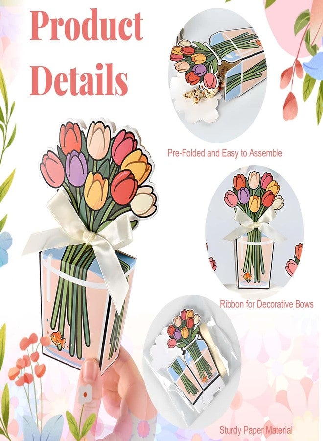 Tizee 3D Floral Gable Boxes with Ribbon - Mini Gift Bags for Party Favors, Birthday, Wedding, Mothers Day, Cookies, Candy, and More (20 Pack) - Image 3